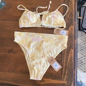 Billabong Yellow Floral Two Piece Swimsuit